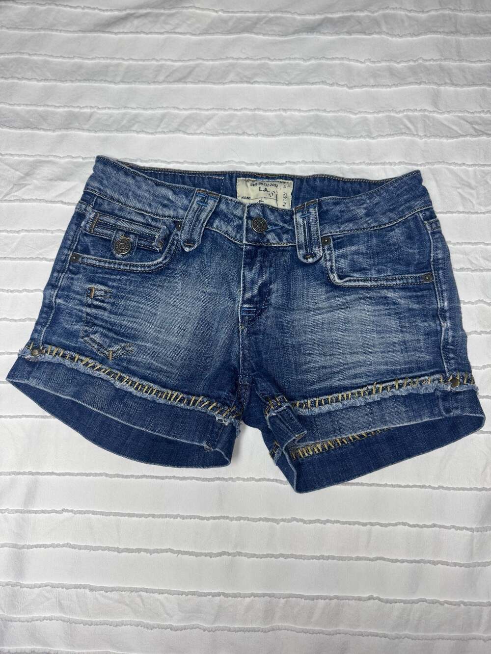 Y2K Taverniti So Jeans L.A. Denim Low Rise Hot Pants Mini Shorts